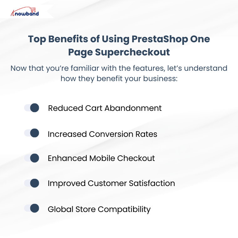Top benefits of using Knowband’s PrestaShop One Page Supercheckout for faster and smoother checkout.