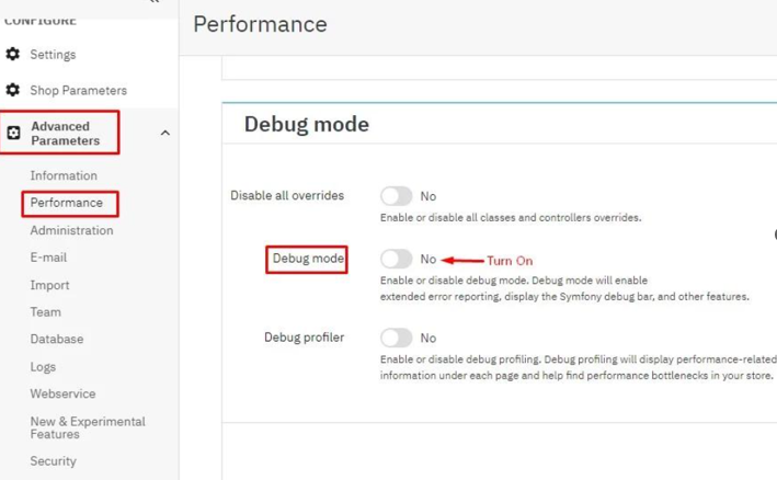Debug mod for displaying error in Prestashop 1.7, 8 &9